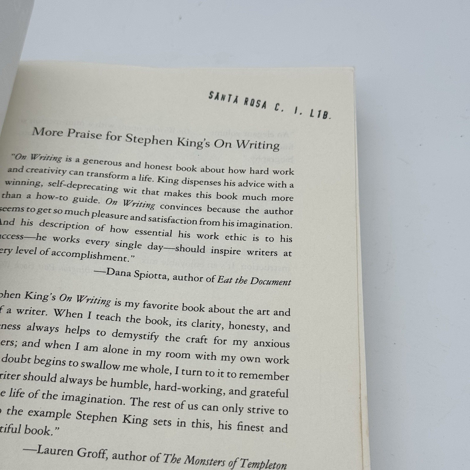 Stephen King – On Writing: A Memoir of the Craft – Ex-Library – Acceptable