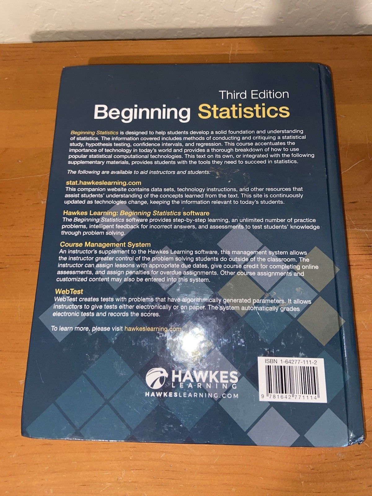 Beginning Statistics Third Edition Hardcover Hawkes Learning Warren, Denley