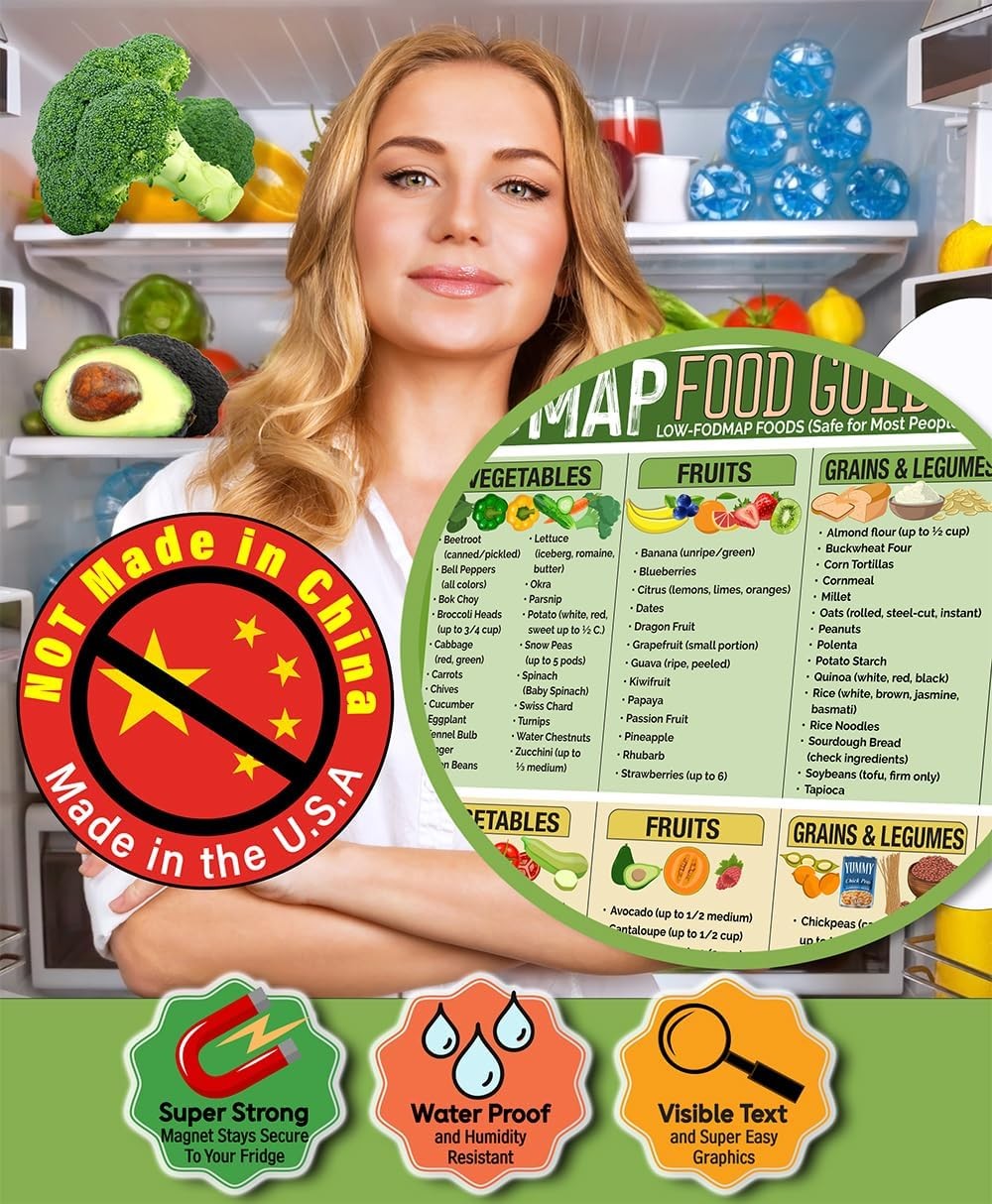 Magnetic 8.5×11 FODMAP Food Guide – IBS-Friendly Diet Poster & Chart, Safe Foo