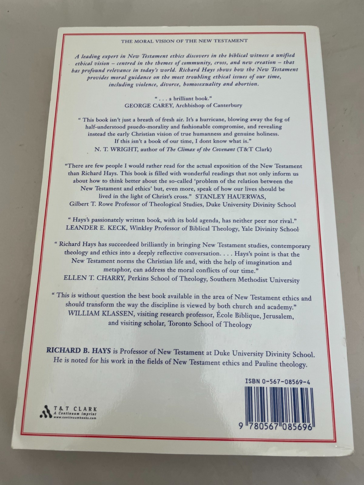 Moral Vision of the New Testament by Richard B. Hays (2004, Uk-Trade Paper) [HM]