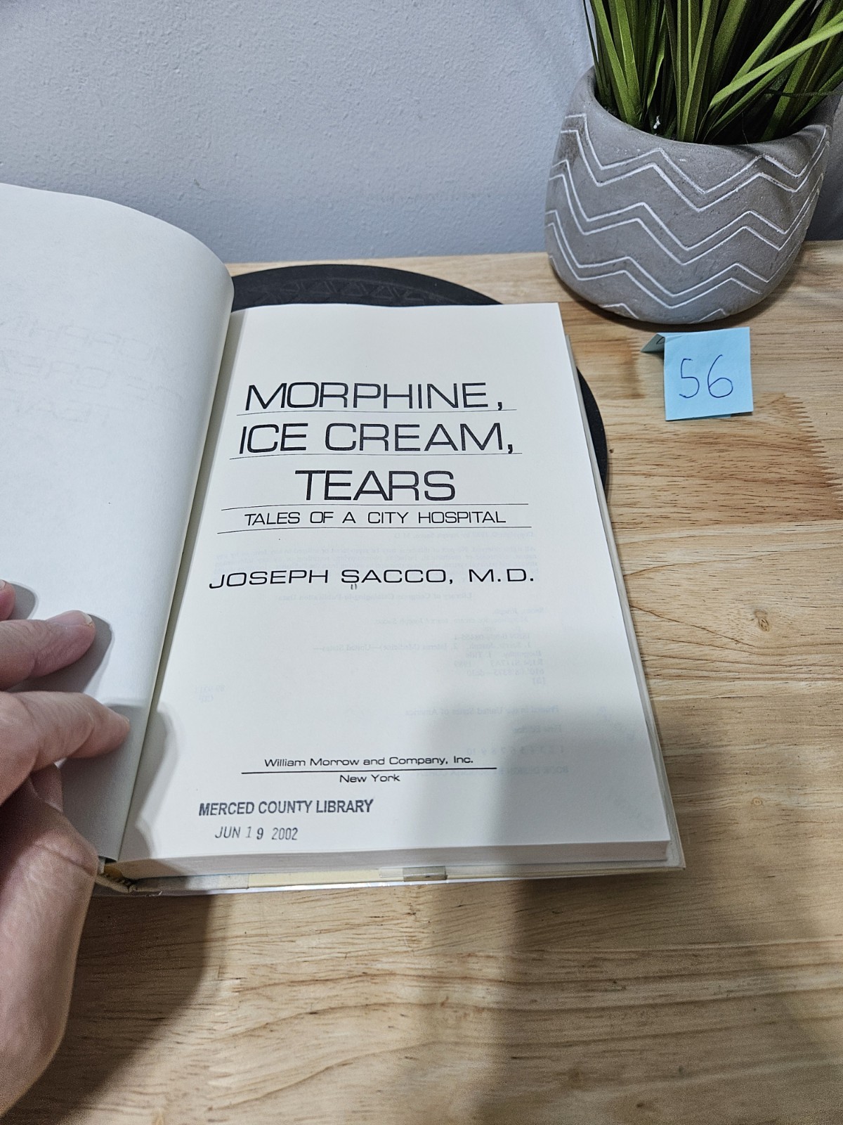Morphine, Ice Cream, Tears: Tales of a City Hospital by Joseph Sacco 1989 1st Ed