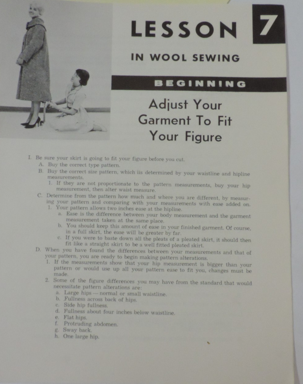 Original 9 1961 Pamphlets Lot/Set: 9 Lessons in Sewing with Wool Complete Set