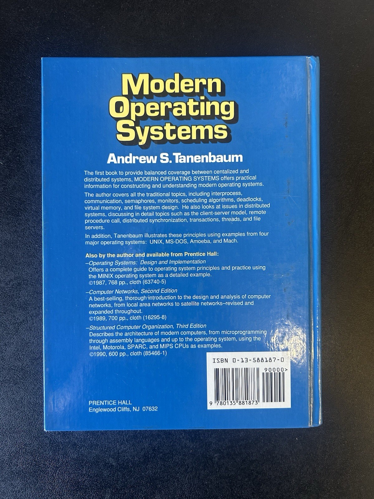 Modern Operating Systems Andrew S. Tanenbaum Prentice Hall 1st Ed Computers