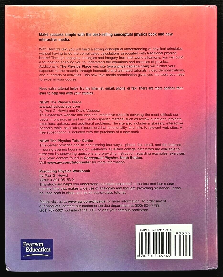 CONCEPTUAL PHYSICS (9th Edition) By Paul G. Hewitt (2002, Addison Wesley)