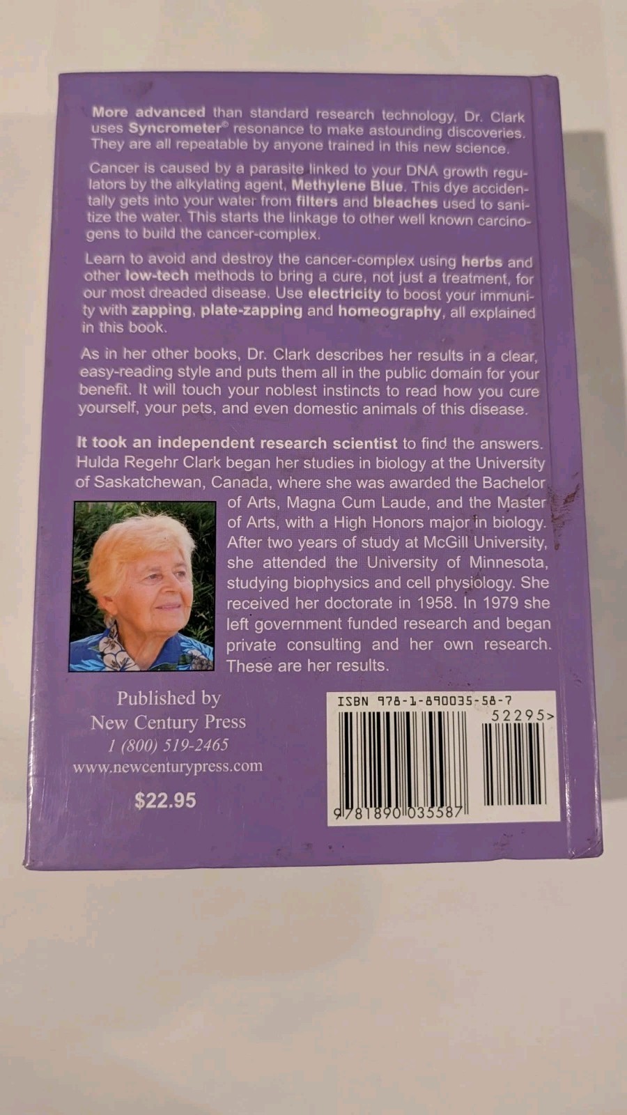 SIGNED Hulda Clark The Cure and Prevention of All Cancers HARDCOVER Book + DVD