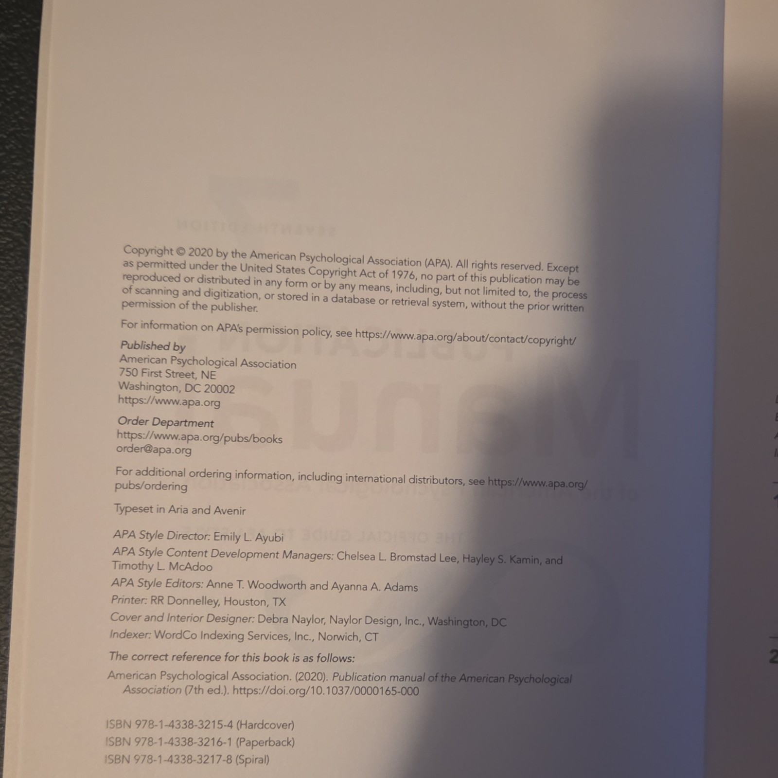 American Psychological Association Publication Manual 7th Ed 2020 PB APA Style