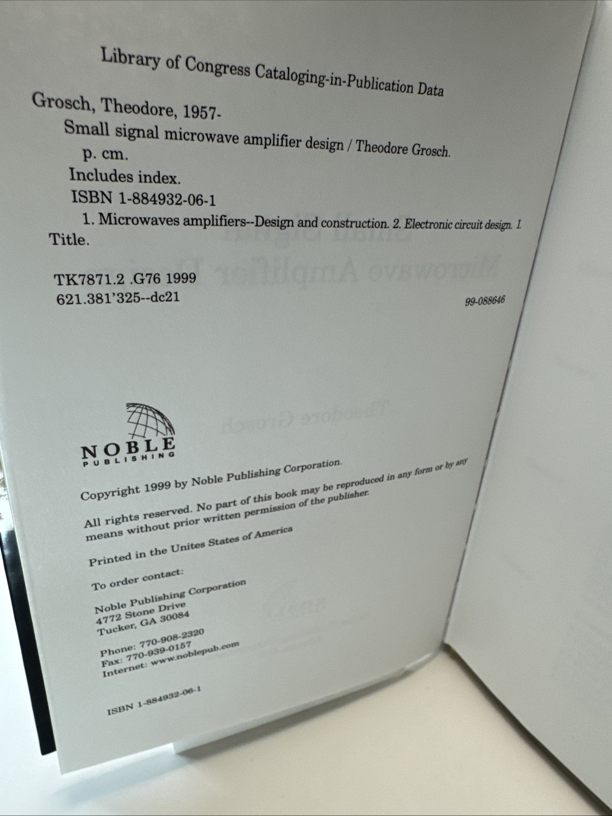 Small Signal Microwave Amplifier Design by Theodore Grosch: New